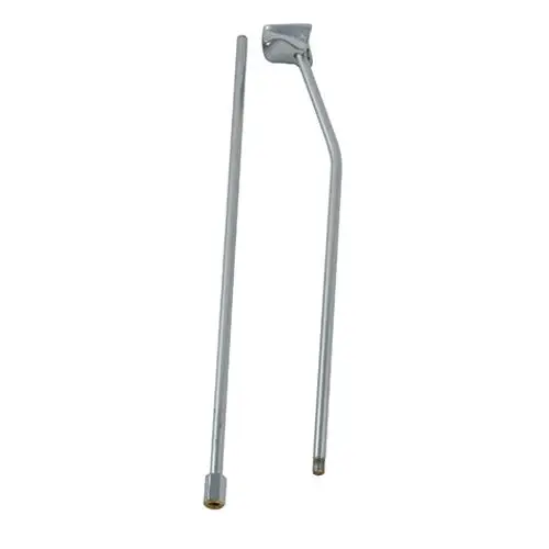 Zwei chromfarbene Zugstangen von Kludi, eine gerade und eine gebogene, zur Verwendung als Ersatzteile, erkennbar durch ihre metallische Oberfläche.